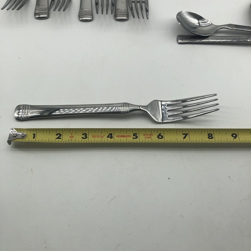 FITZ & FLOYD Everyday Bistro Flatware Band 37 pc Lot Stainless Steel gallery