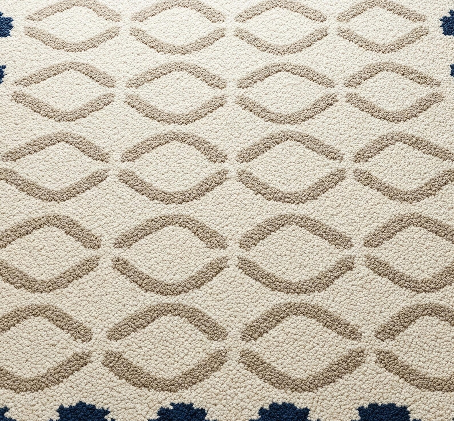 White Blue Beige Hand Tufted Rug, Modern Geometric Wool Area Rugs for Bedroom gallery
