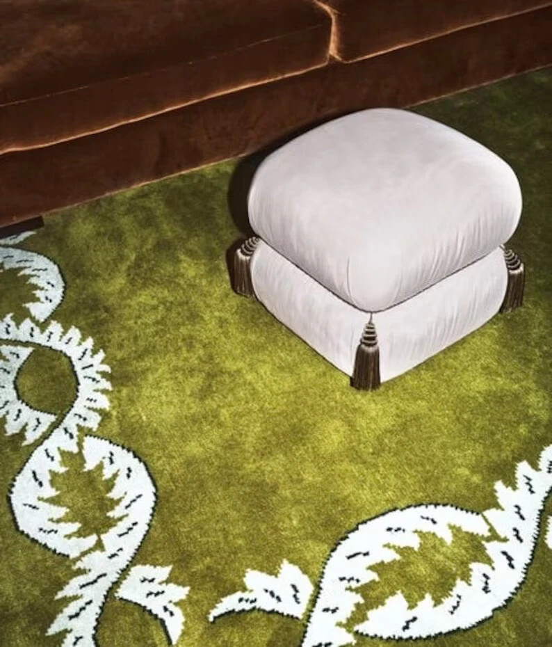 Hand Tufted Wool Area Rug, Handmade Climbing Carpet For Bedroom Aesthetics gallery