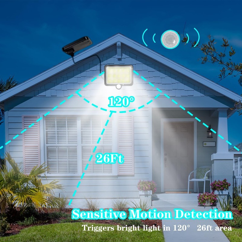 2PCS LED Motion Sensor Solar Lights Outdoor Wall IP65 Waterproof Security Lamp gallery
