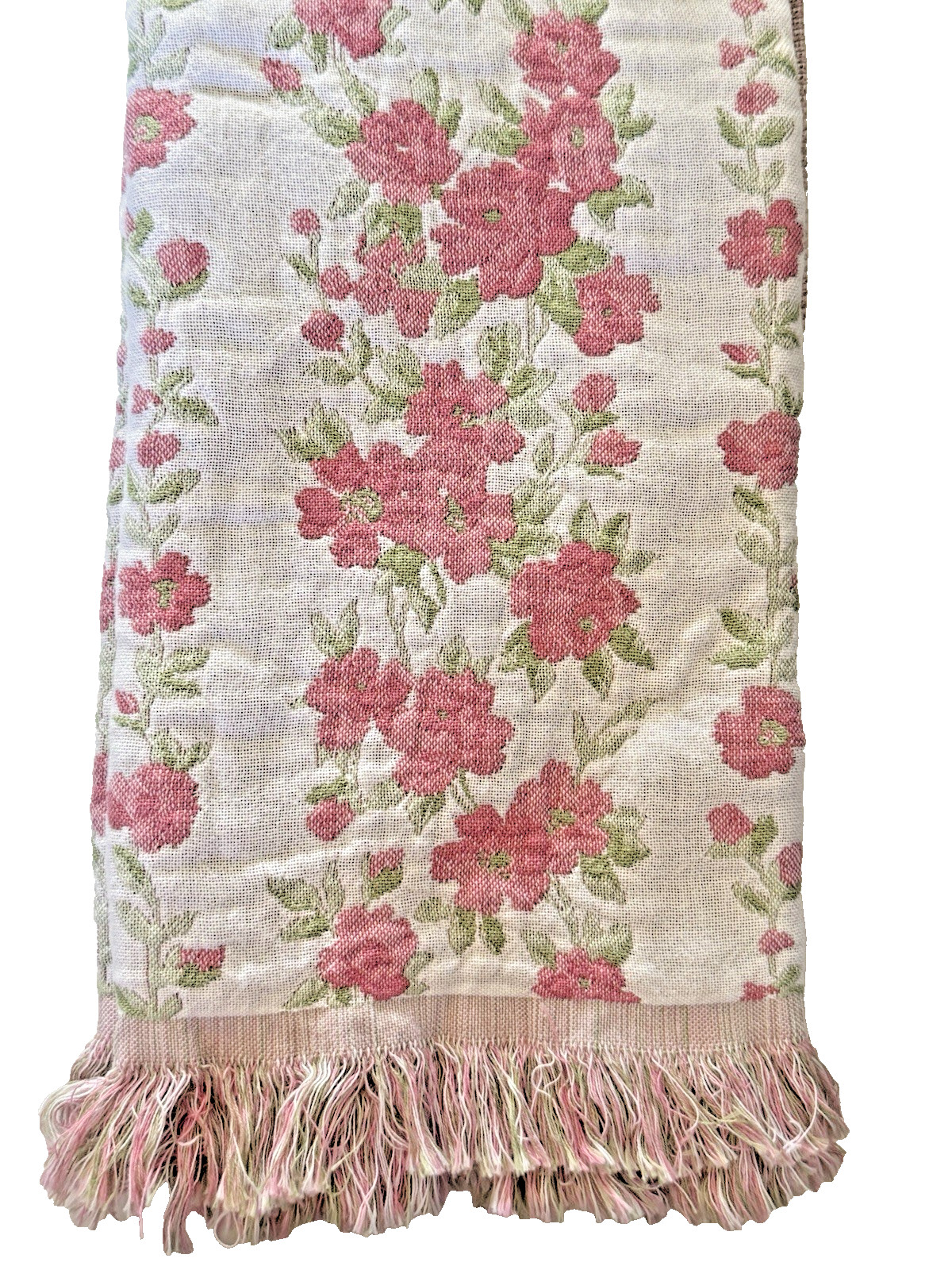 Laura Ashley Kitchen Dish Towels Pink Flowers 100% Cotton Fringe 18X28 Set of 2 gallery