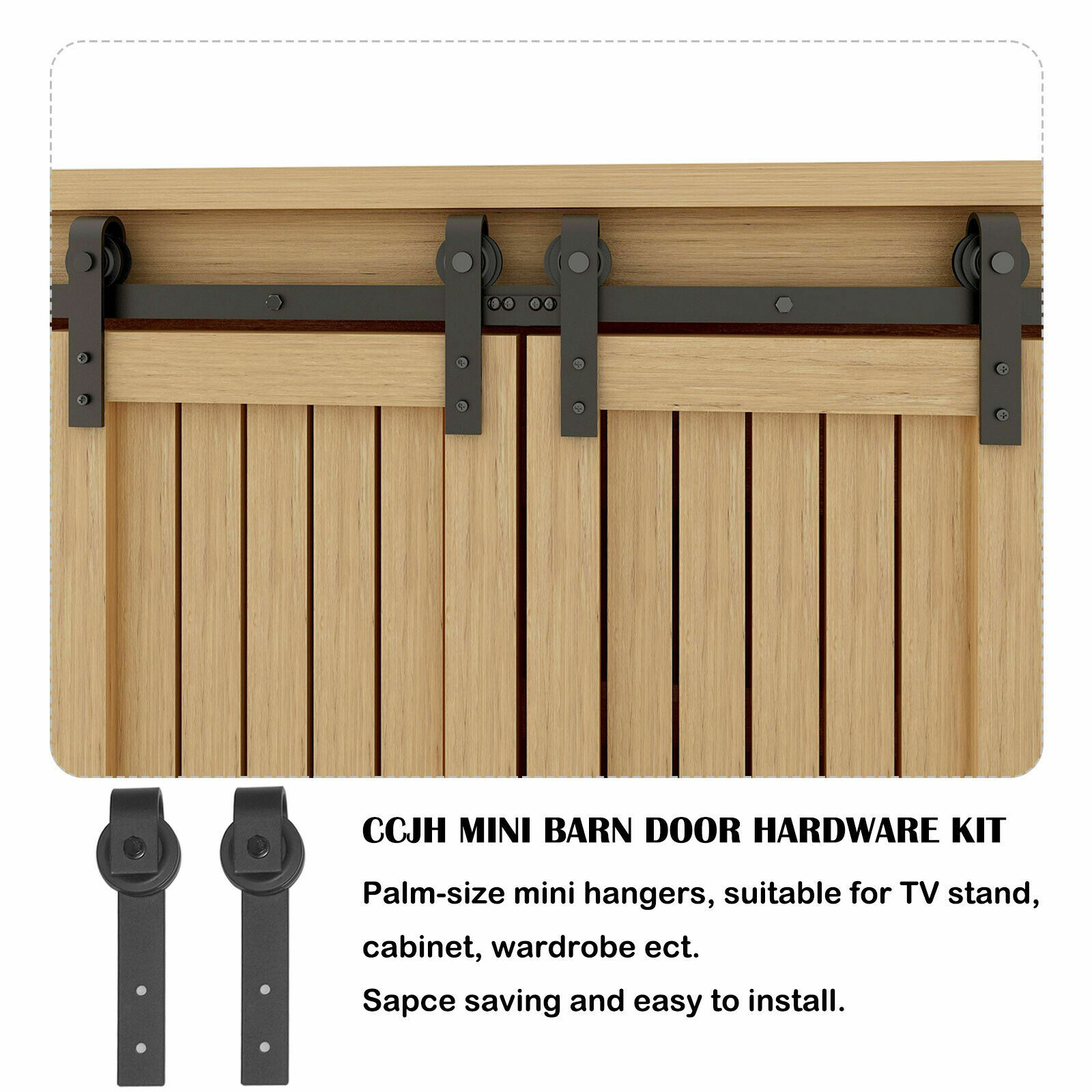 2-6FT Super Mini Sliding Barn Door Hardware Kit Track for Cabinet Stand Console gallery