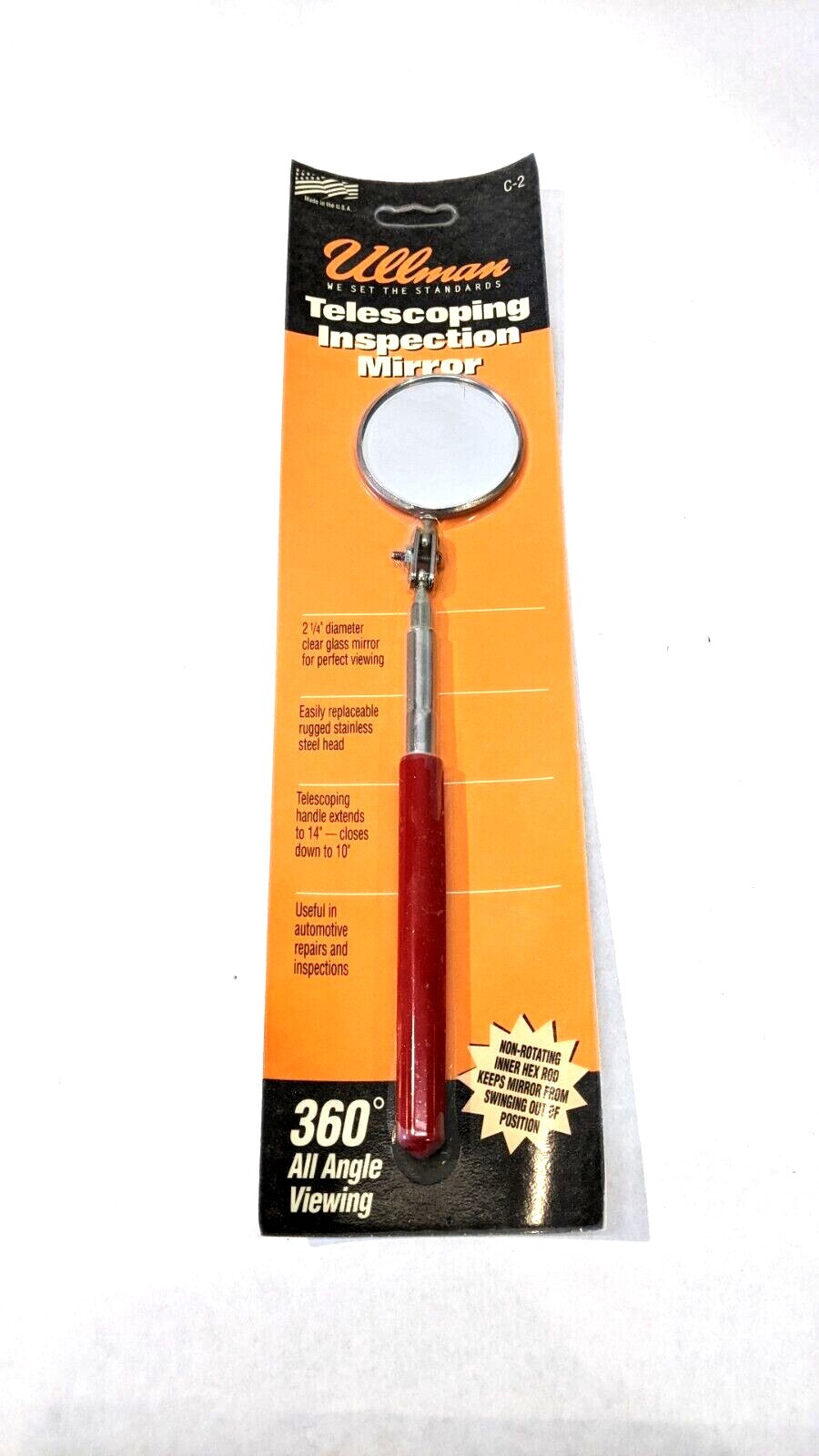 Ullman C-2 Telescoping Inspection Mirror 2-1/4" Diameter 10-14" Length BOX OF 12 gallery