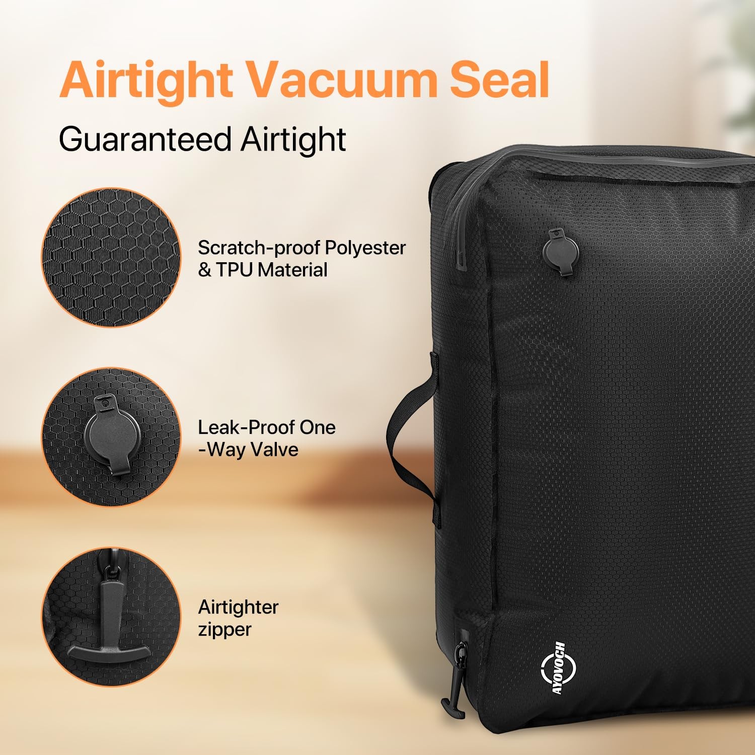 Ayovoch Vacuum Storage Bags with Wireless Pump 35L, 180° Open Zipper, IP68 gallery