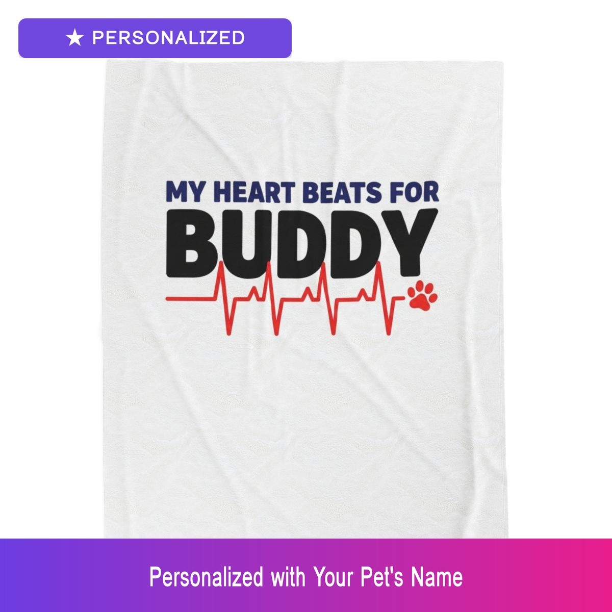 Custom Yorkshire Terrier Yorkie Paw Print Heartbeat Blanket Personalized gallery