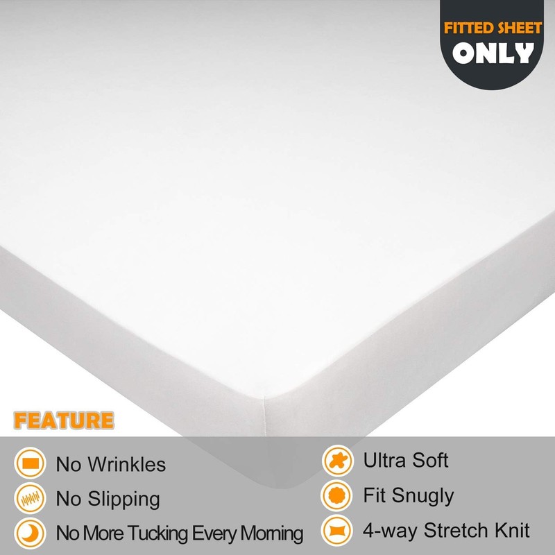 Soft Stretch King Size Fitted Sheet Only Jersey Knit 4-Way Stretchy Snug Fit gallery