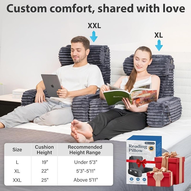 XL Reading Pillow Bed Support Gaming Relaxing Back Rest Comfort Ergonomic New gallery