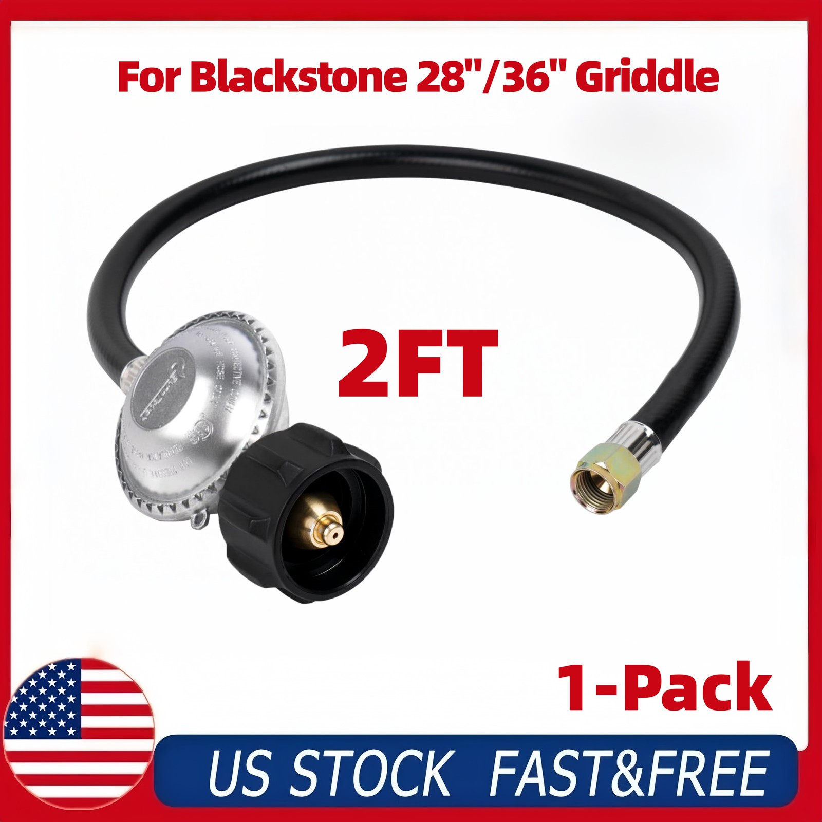 2FT Gas Grill Regulator with 3/8" Female Flare, Blackstone 28"/36" & Weber gallery