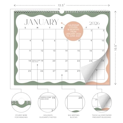 S&O Soft Seasons Wall Calendar from January 2026-June 2027 - Tear-Off Monthly gallery