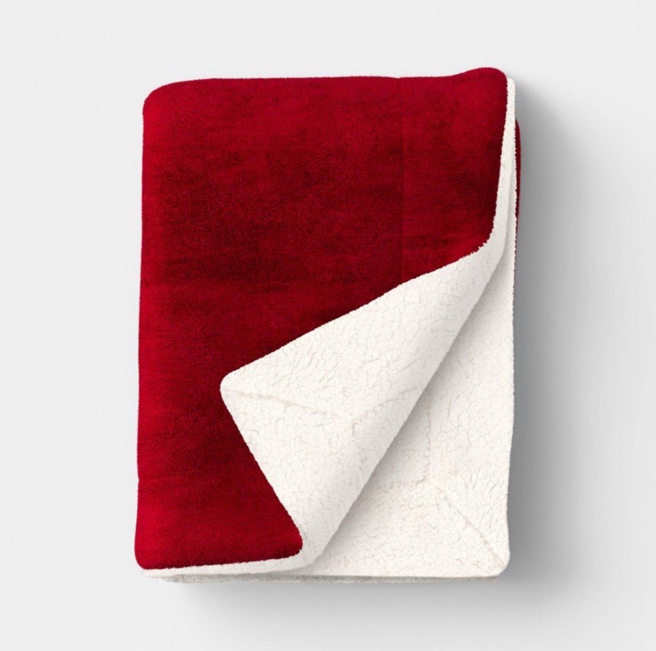 Plaid Plush Throw Blanket Red with Faux Shearling Reverse - Threshold™ 60”x 50” gallery