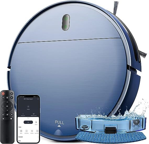 ZCWA Robot Vacuum Cleaner Robotic Vacuum and Mop Combo Compatible BR151 - Blue gallery