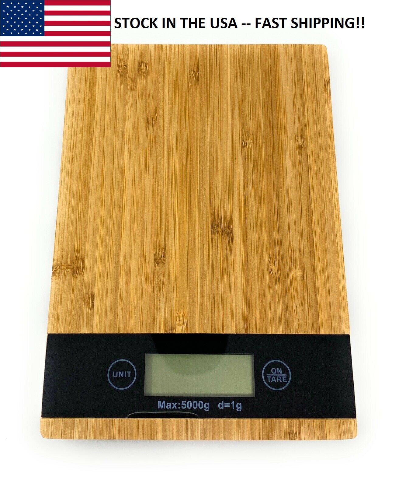 Digital Kitchen Scale - Genuine Bamboo Surface - 5kg (11lb) capacity - US STOCK gallery