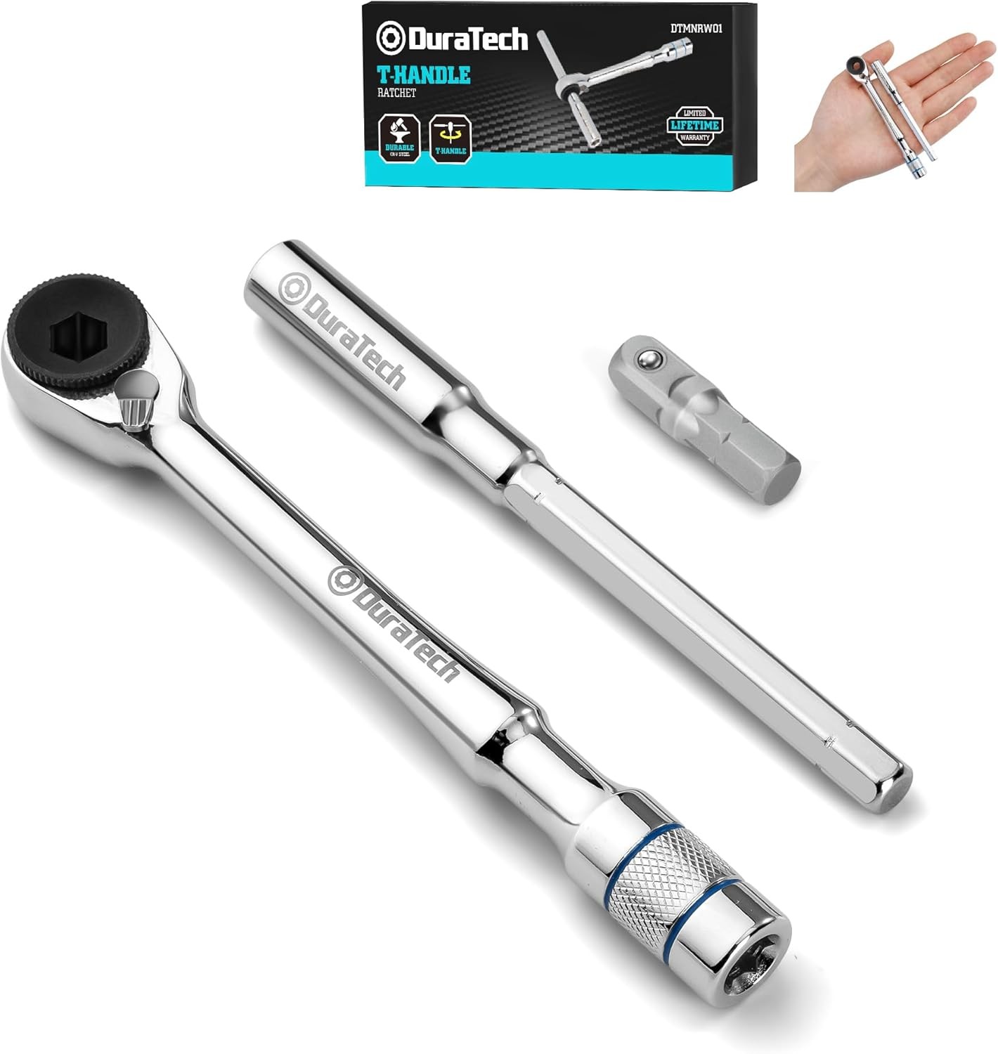 DURATECH 1/4" T-Handle Ratchet, Mini Ratchet Wrench with Hex Bit Extension and A gallery