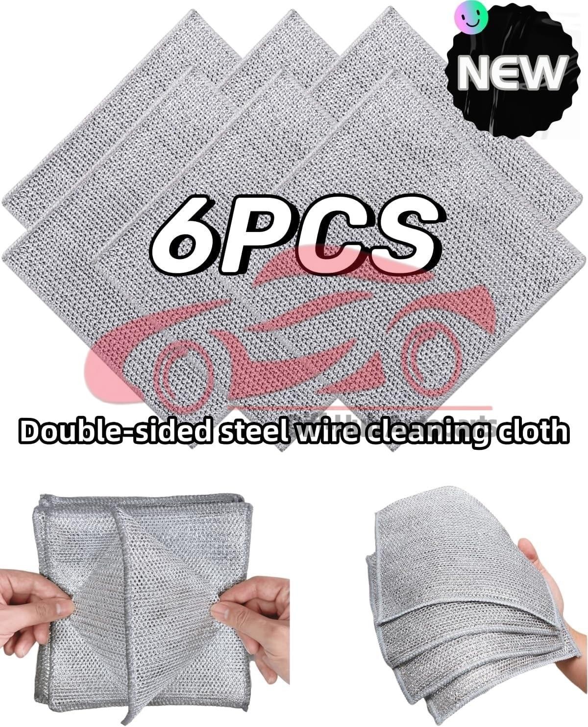 6 Pack Steel Wool Dishwashing Pads Multipurpose Mesh Dish Cloths Stainless Steel gallery