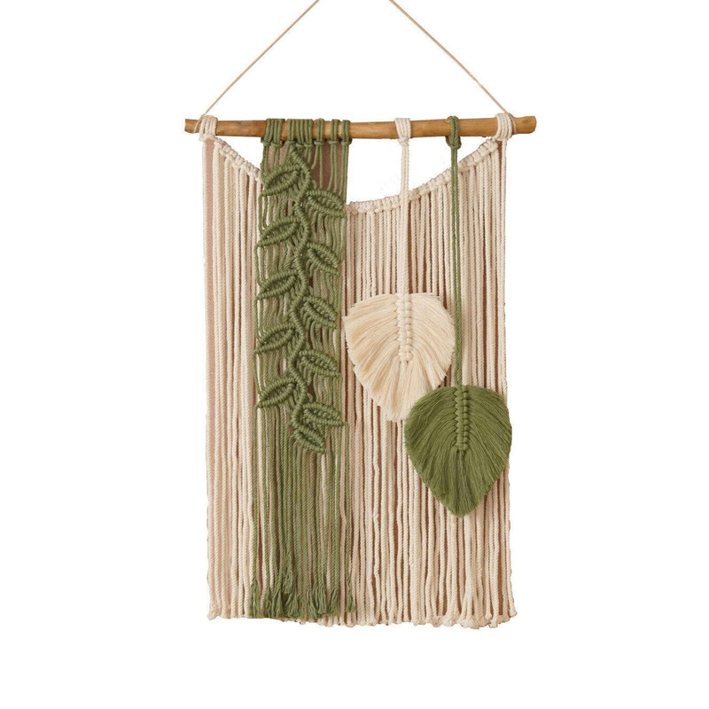 Boho Macrame Wall Hanging Tapestry, Handmade Leaf Woven Decor for Home Walls gallery