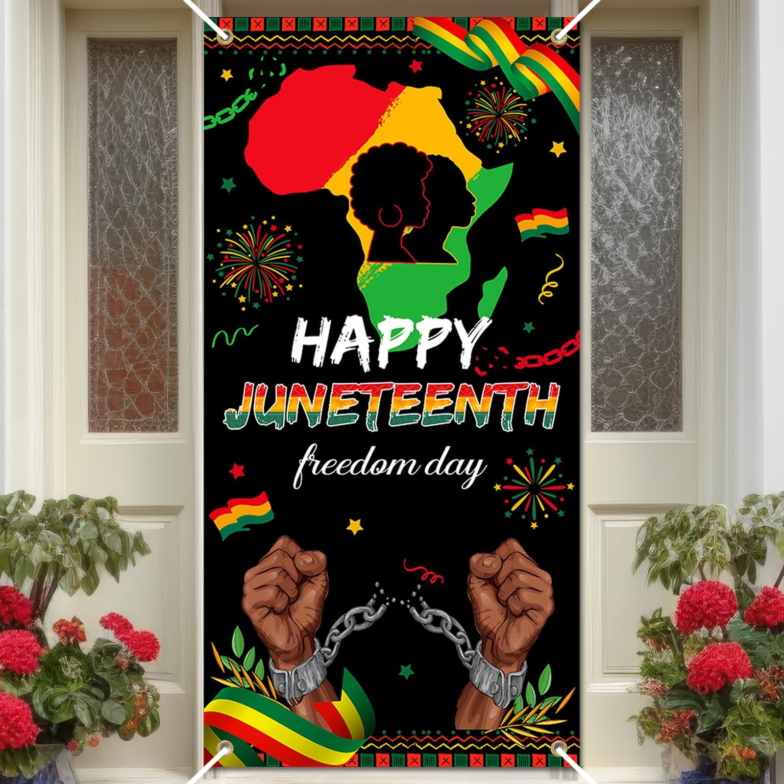 Juneteenth Decorations Happy Juneteenth Door Cover June 19th Freedom Day Banner gallery