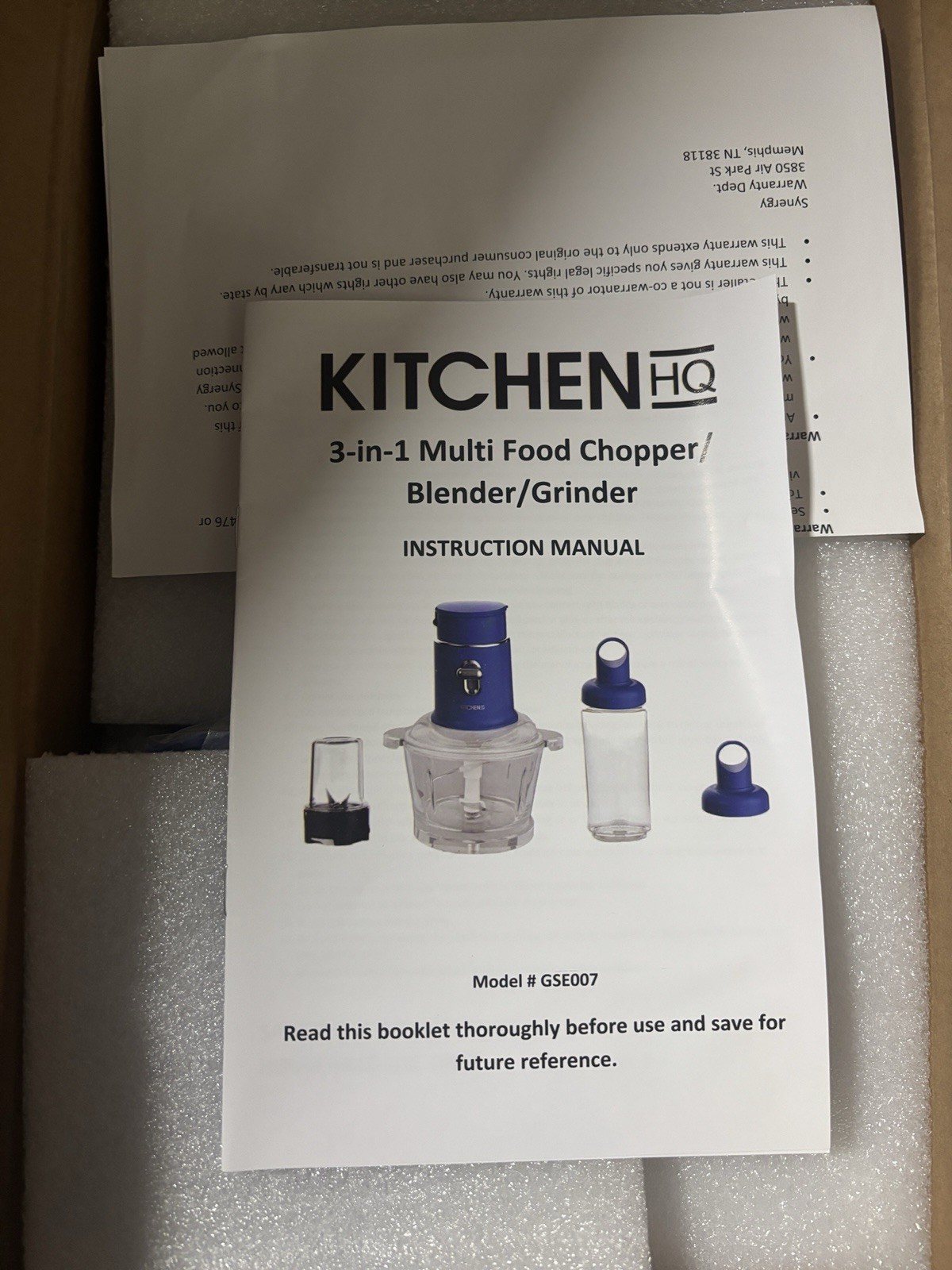 Kitchen HQ 3-in-1 Multi Blender, Chopper, Grinder Brand New Never Out Of Box. gallery