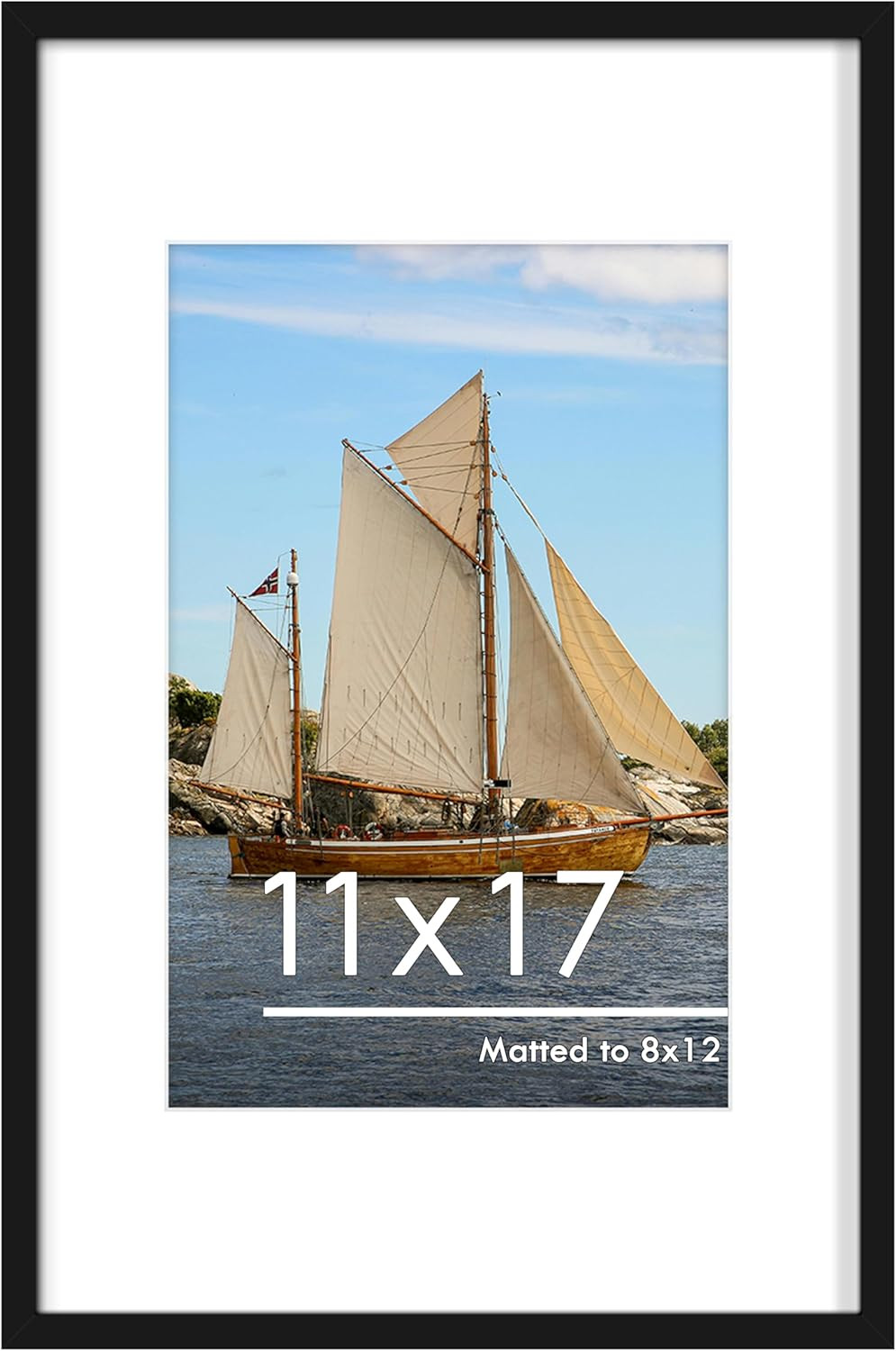 11X17 Picture Frame Black, Display Pictures 8 X 12 with Mat or 11 X 17 without M gallery