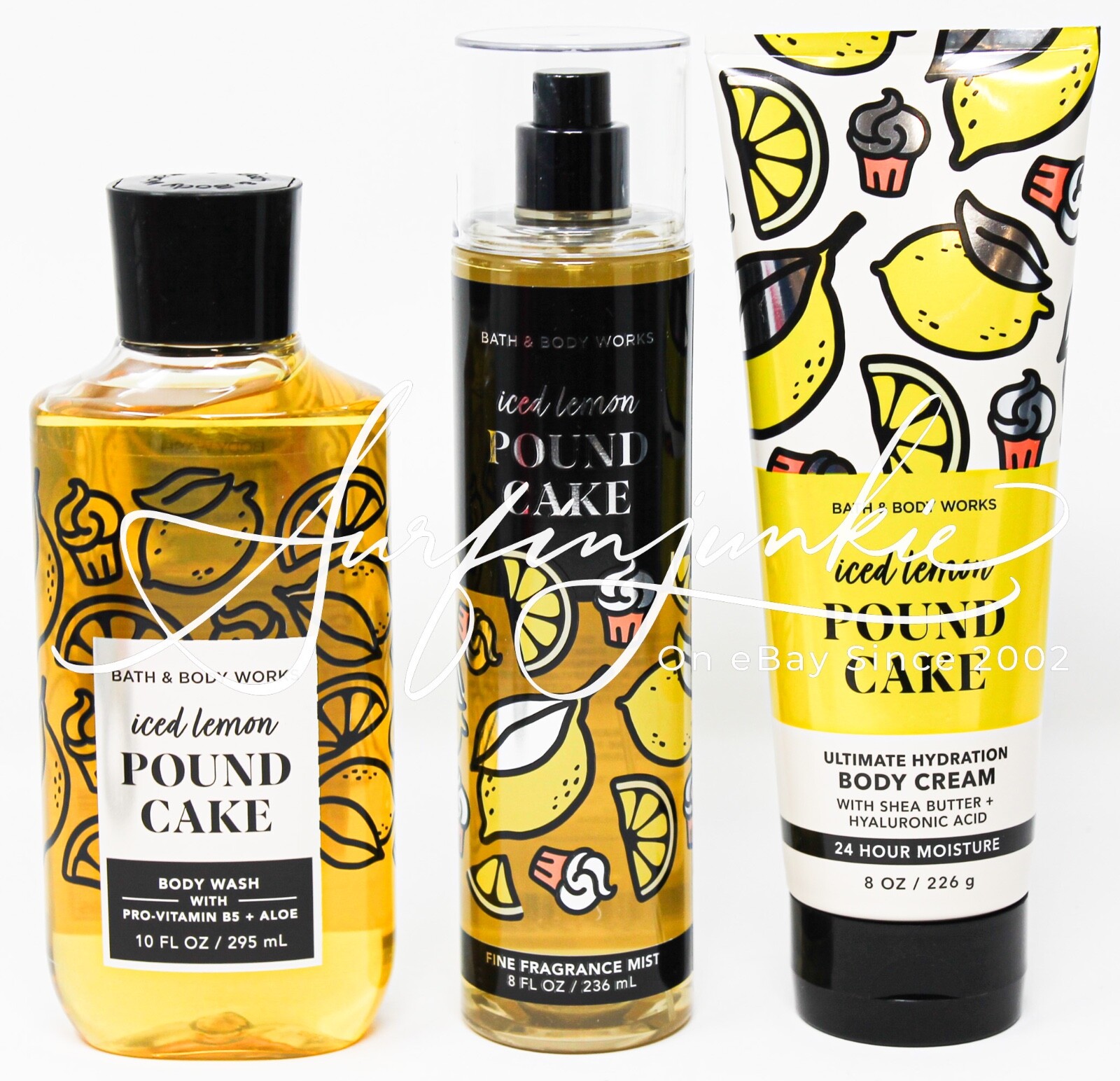 Bath & Body Works Iced Lemon Pound Cake Mist Body Spray Cream Shower Gel 3 pc gallery