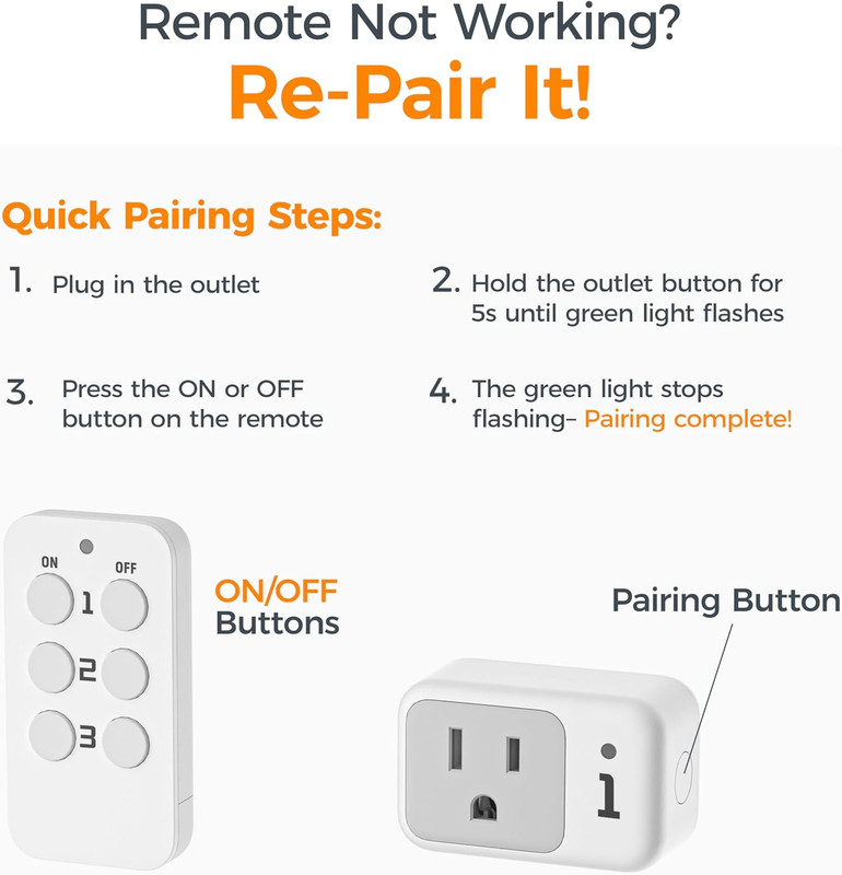 Remote Control Outlet, Electrical Light Switch, Plug in Wall Plug with On/Off S gallery