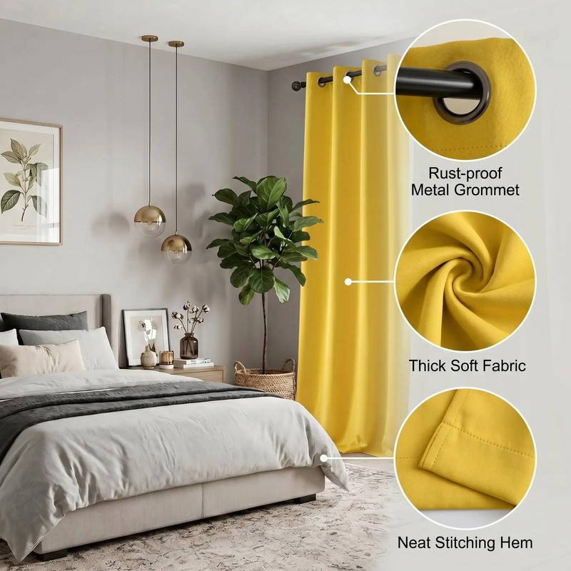 2-Panel 52"X84" Solid Full Blackout Grommet Curtains for Ultimate Light Control gallery