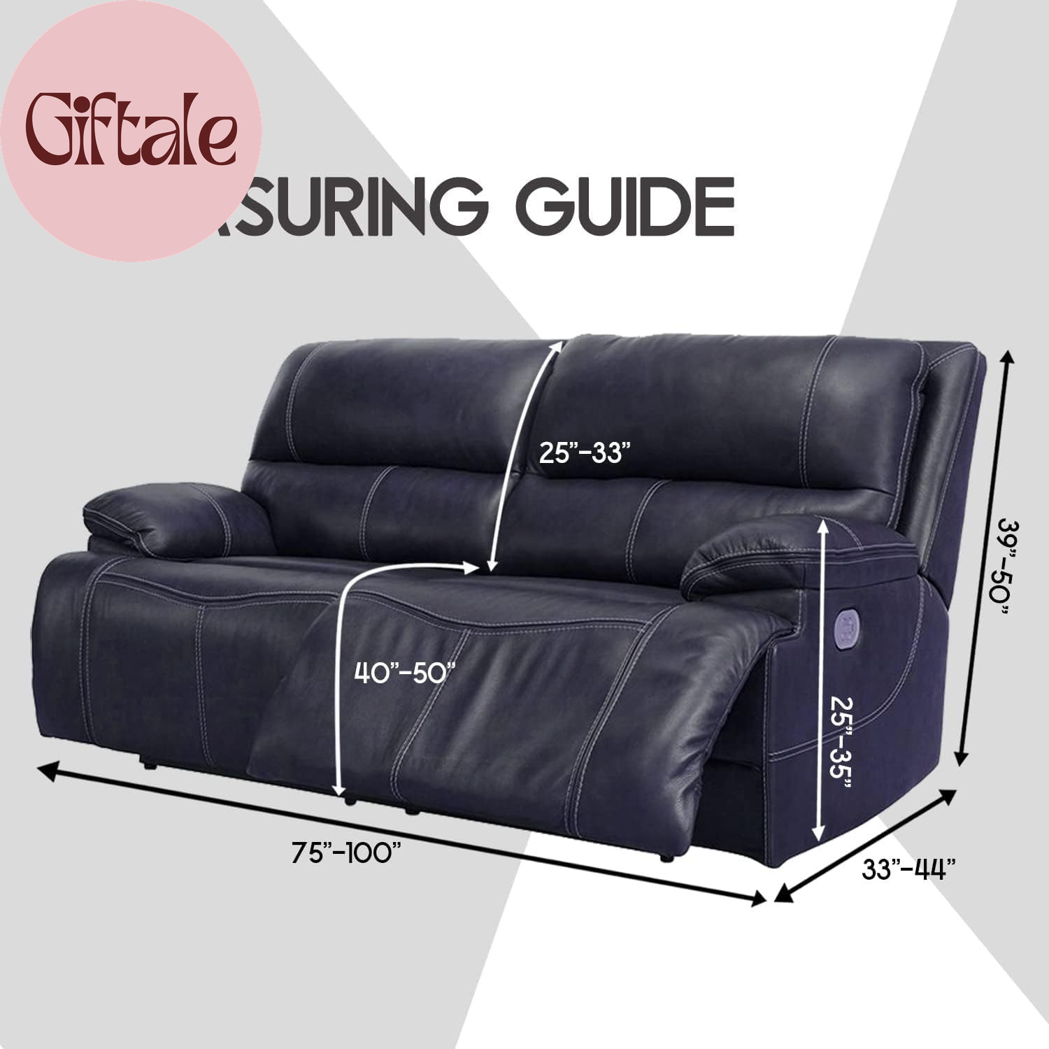 Jacquard Design Extra Wide 75" - 100", Reclining 2 Seater Sofa, Extra Wide 6-Pie gallery