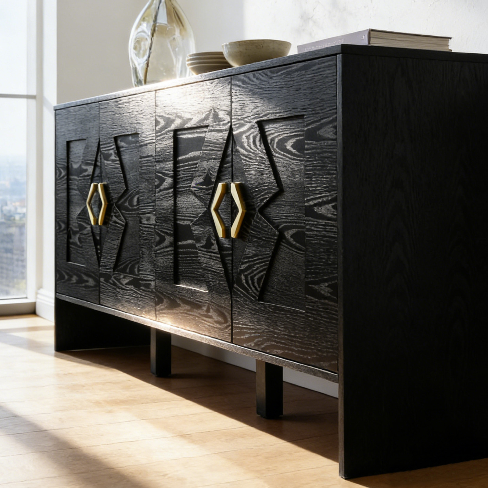 Mid Century Modern Sideboard Buffet Cabinet Storage TV Vintage Console Table gallery