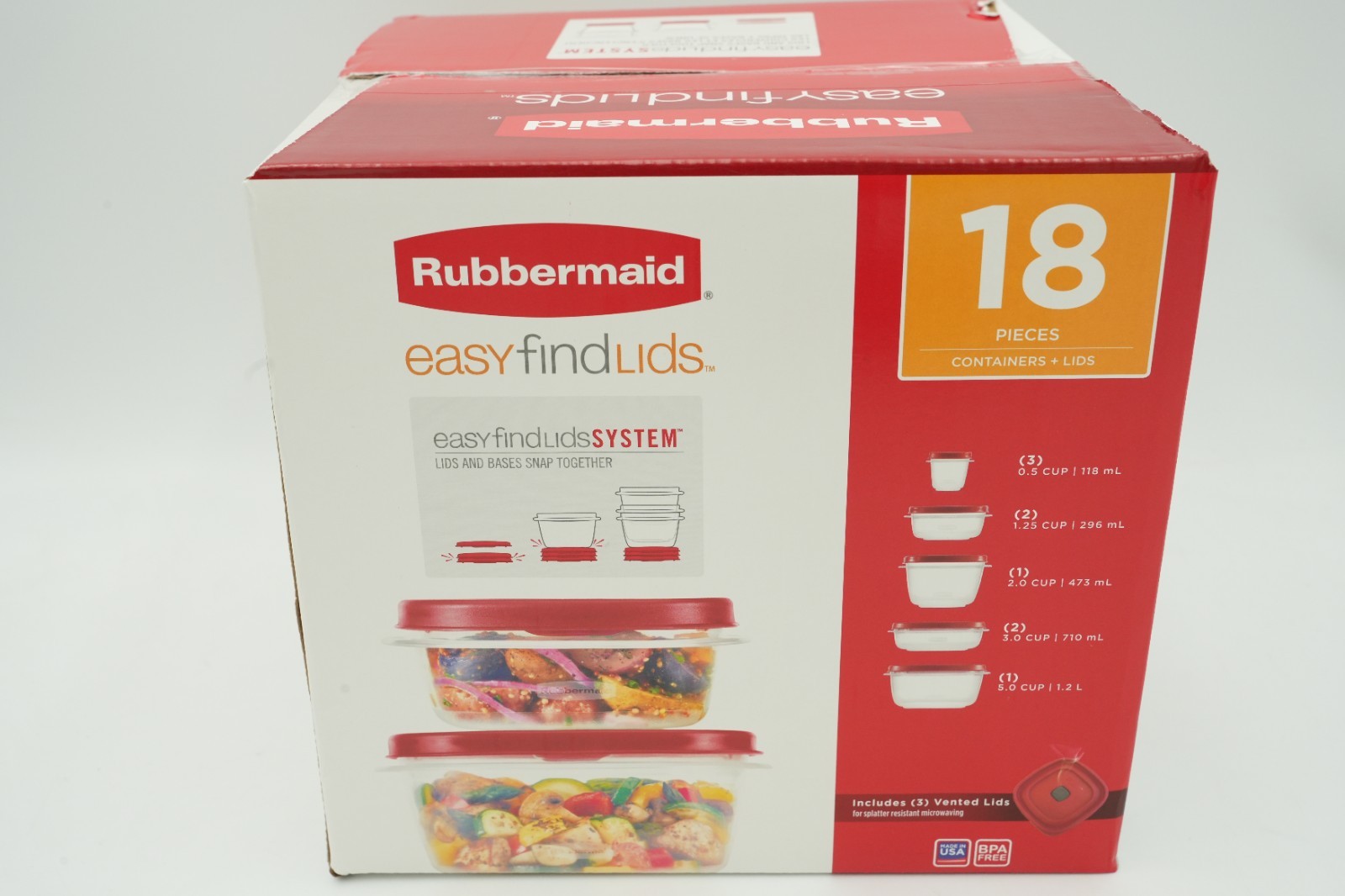 SEALED Rubbermaid Easy Find Lids 18 Piece Plastic Food Storage Container Set gallery