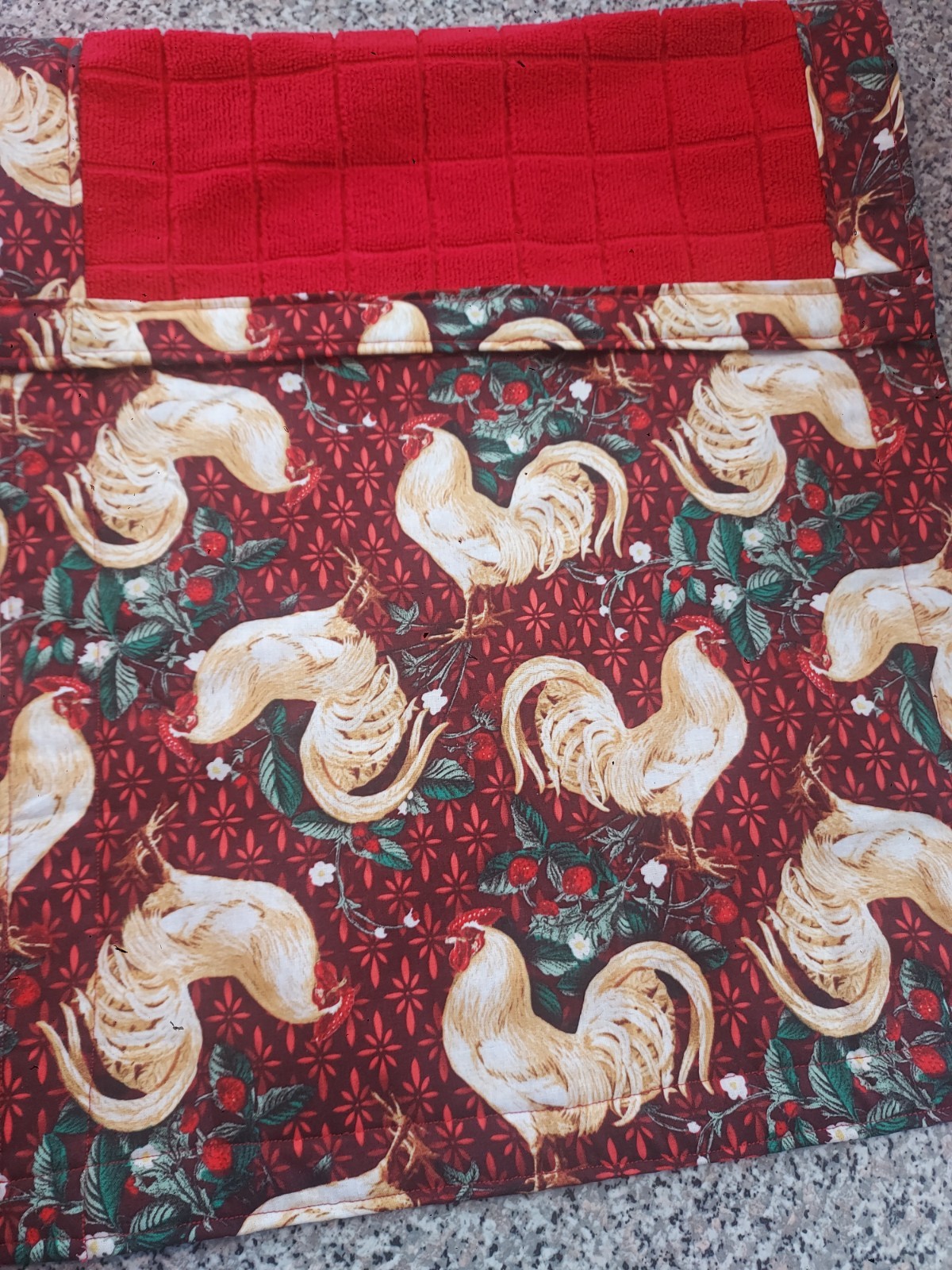 Dish Drying Mat Chickens On Red Fabric Fast Drying 15 x 25 in gallery