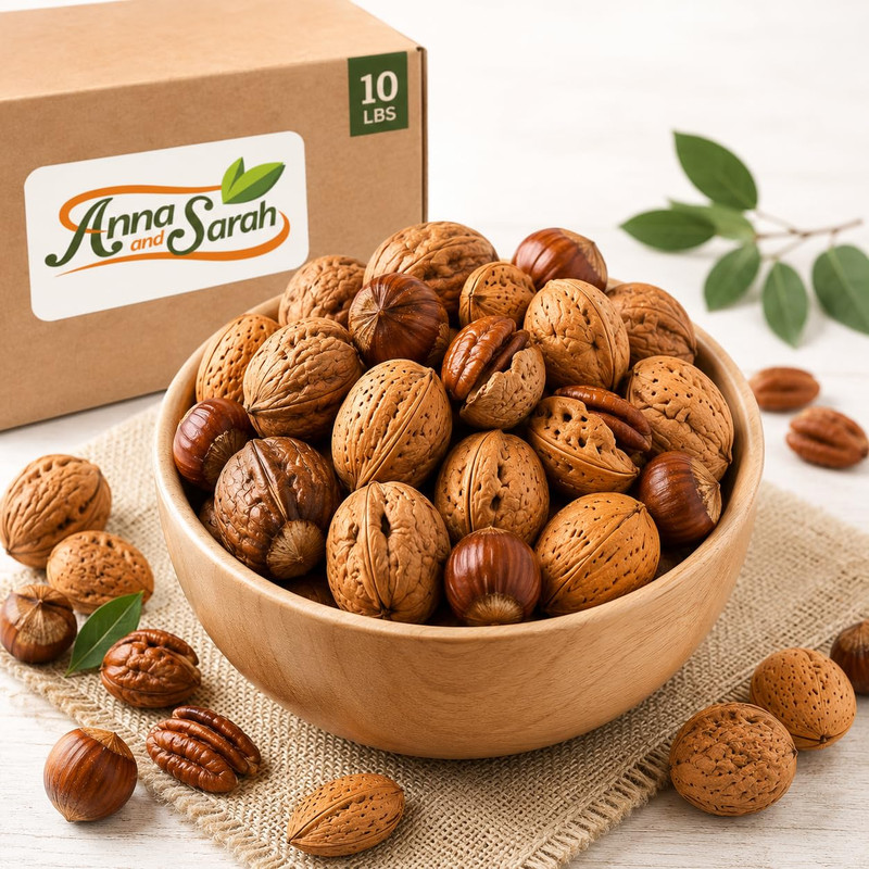 10 Lbs Premium Mixed Nuts in Shell,Walnuts,Pecans,Almonds,Hazelnuts (NO BRAZIL N gallery
