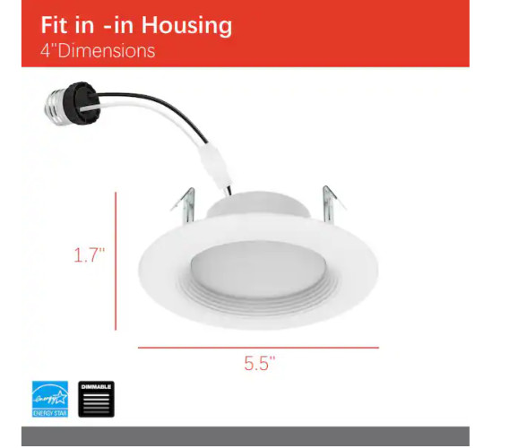 EcoSmart 4 in. Integrated LED Recessed Retrofit Light Trim 2700K, (4-Pack) gallery