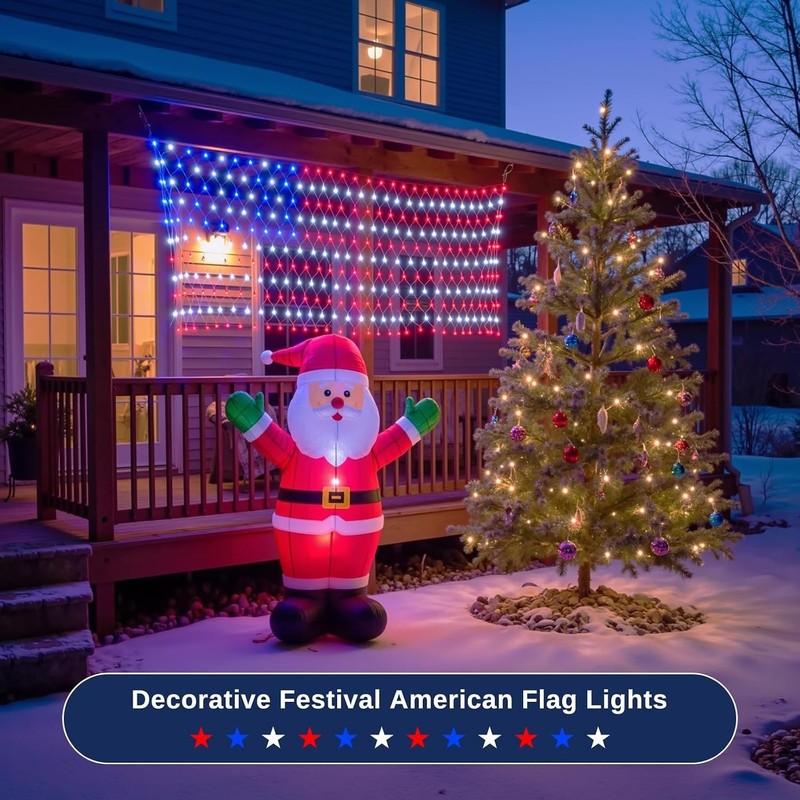 American Flag String Lights, Waterproof Led Flag Net Light, with 420 Super Brigh gallery