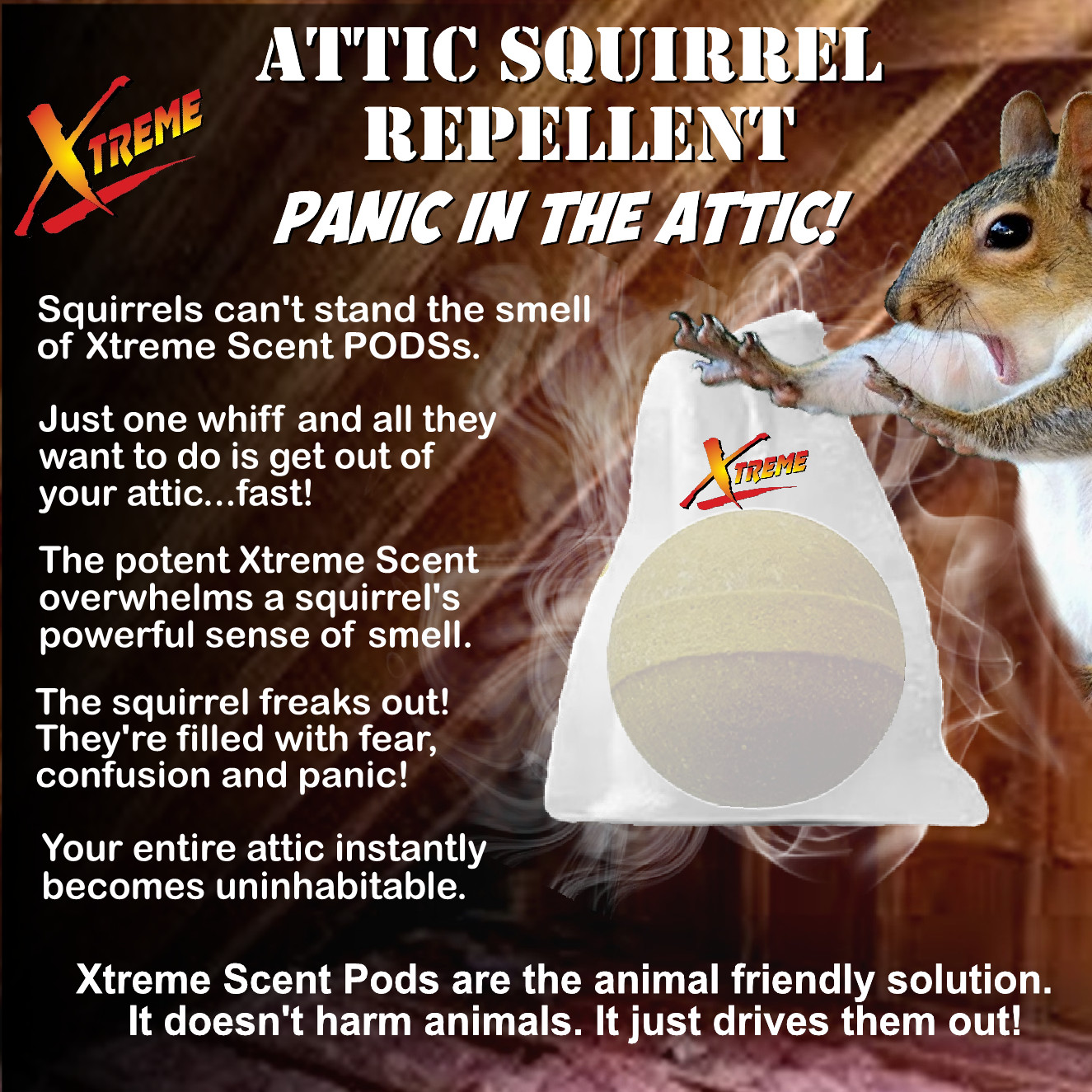 Xtreme Attic Squirrel Repellent. Drives Squirrels Out Fast! 5 Pack gallery
