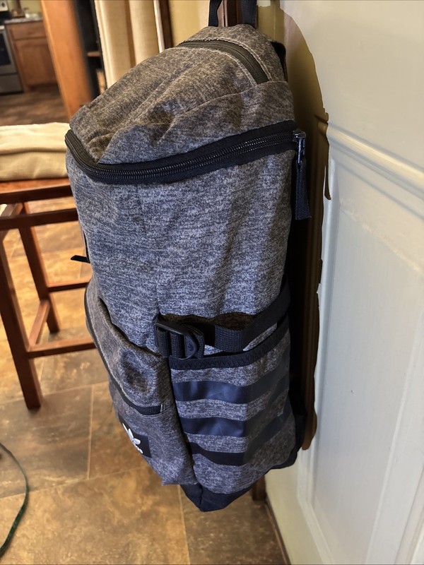 Adidas Backpack Large Gray & Black letter G monogrammed on front 3