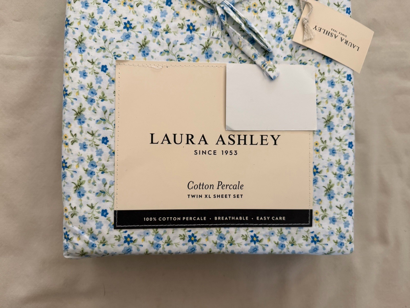 NEW 3pc Laura Ashley Twin XL Sheet Set Petite Floral EVIE Blue Yellow Green gallery