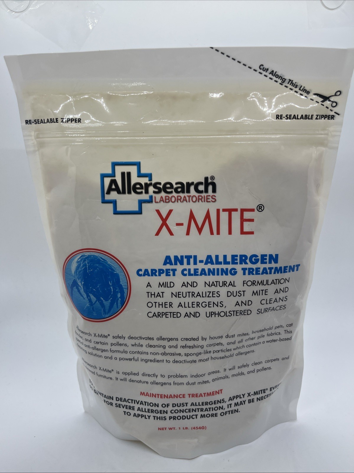 NEW Allersearch Laboratories Xmite Anti-allergen Carpet Cleaning Treatment 1LB gallery