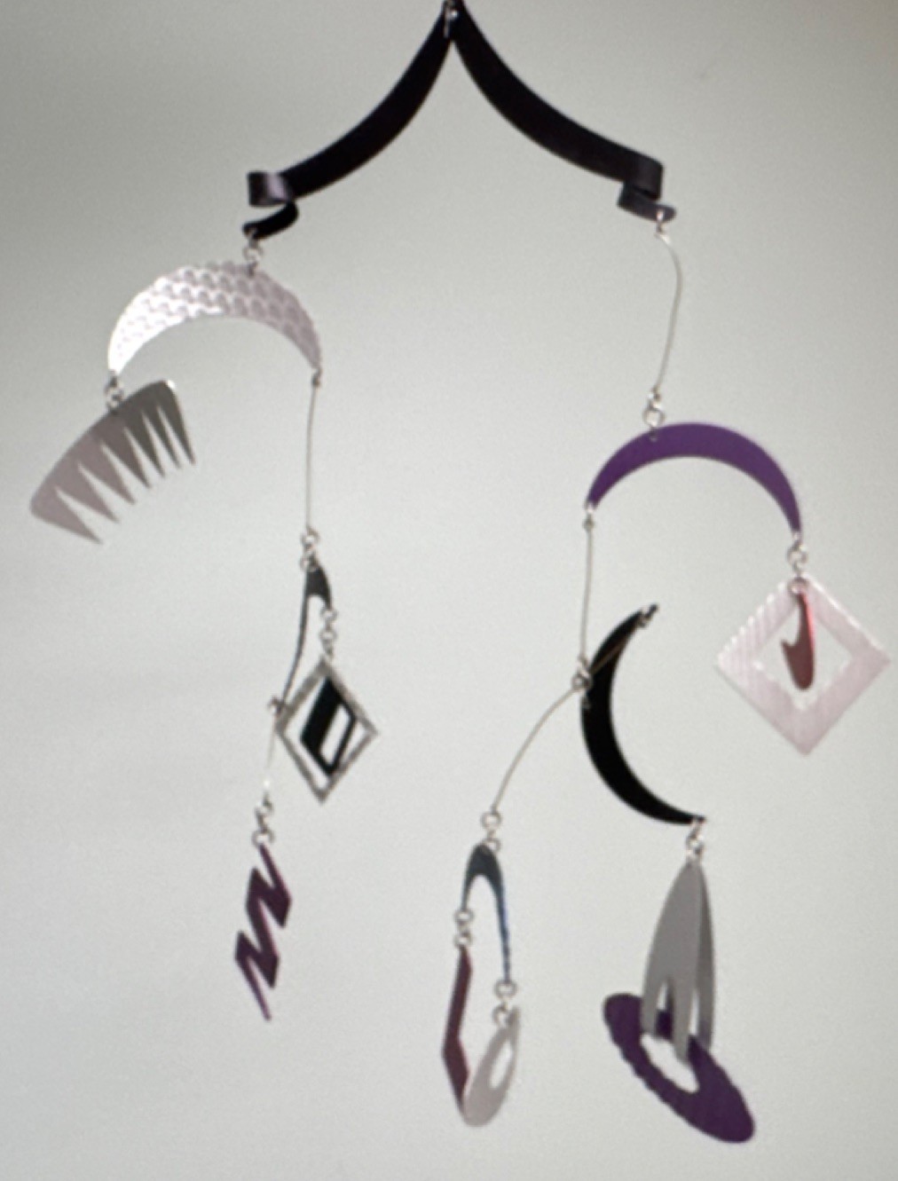 Abstract Geometric Metal Hanging Mobile Purple Silver Black Art Decor gallery