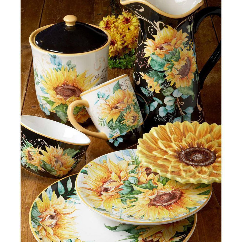 Sunflower Fields 3-Piece Seasonal Multicolored Earthenware 96, 74, 52 Oz. Canist gallery