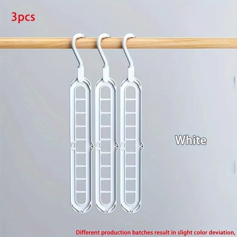 3pcs, Plastic 9-Hole Foldable Hangers, Heavy Duty Space Saving Clothes Organizer gallery