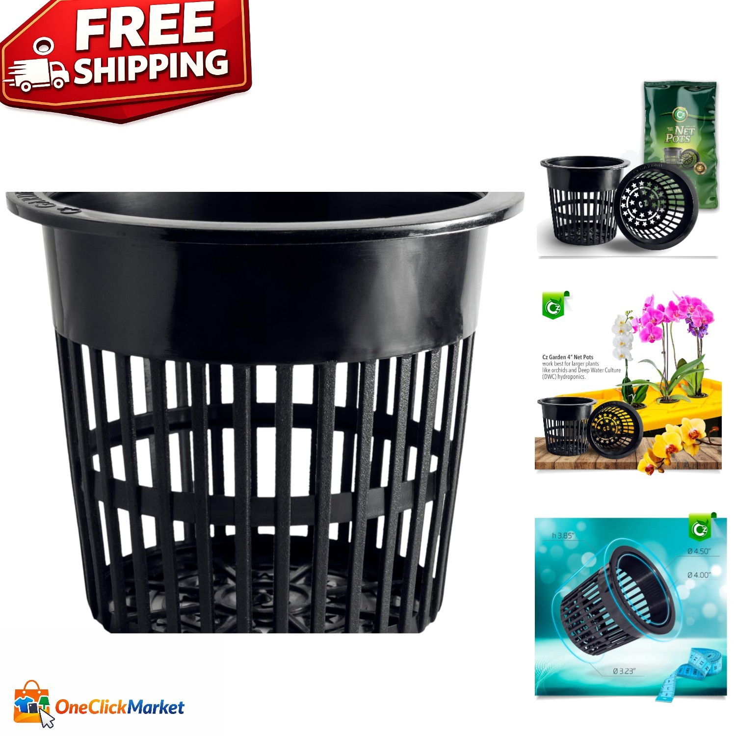 4 Inch Net Cups with Wide Lip Design for Optimal Root Growth - 10 pcs gallery