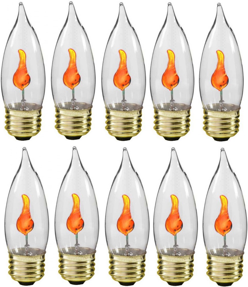 Creative Hobbies® 3W Flicker Flame Light Bulb-Flame Shaped, Stdard Base -10 Pack