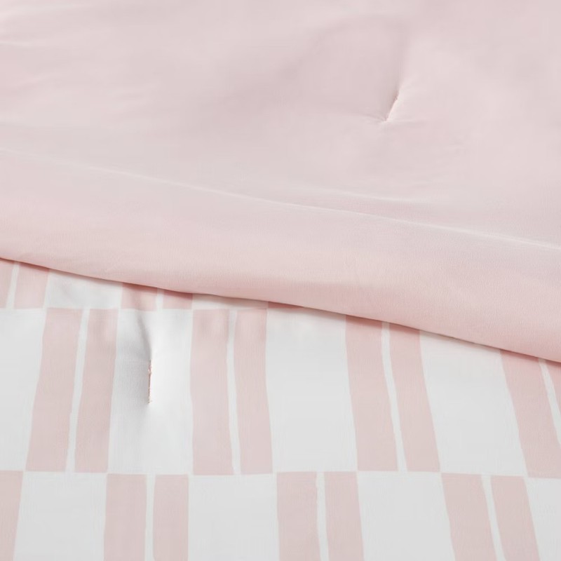 Room Essentials 7-Piece Comforter Set Dash Stripe, Ivory/Light Pink, Full gallery