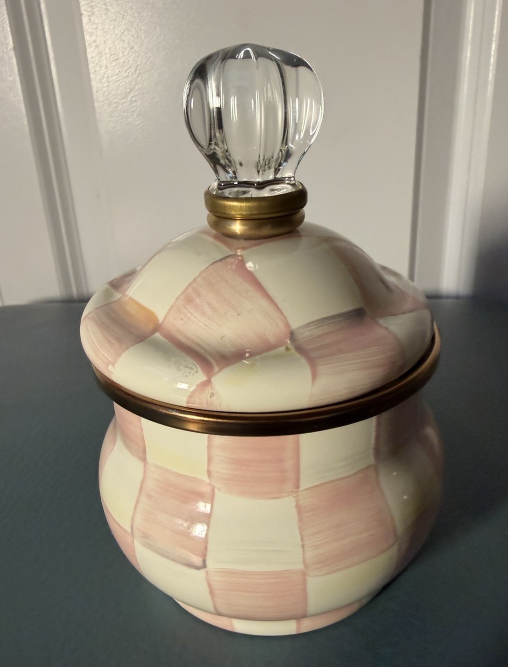 MacKenzie-Childs, Rosy Check, Lidded Sugar Bowl, New gallery