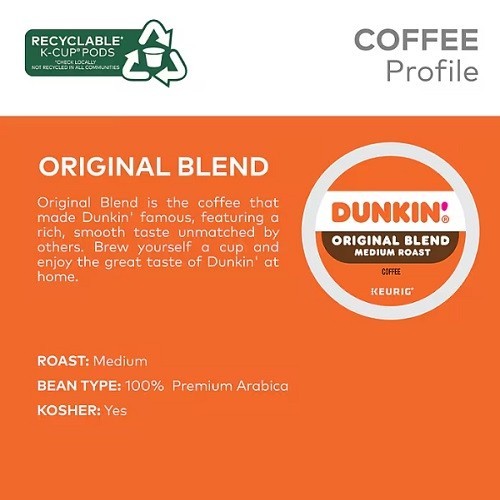 Dunkin' Original Blend Coffee, Medium Roast, K-Cup Coffee Pods, 88 Count gallery