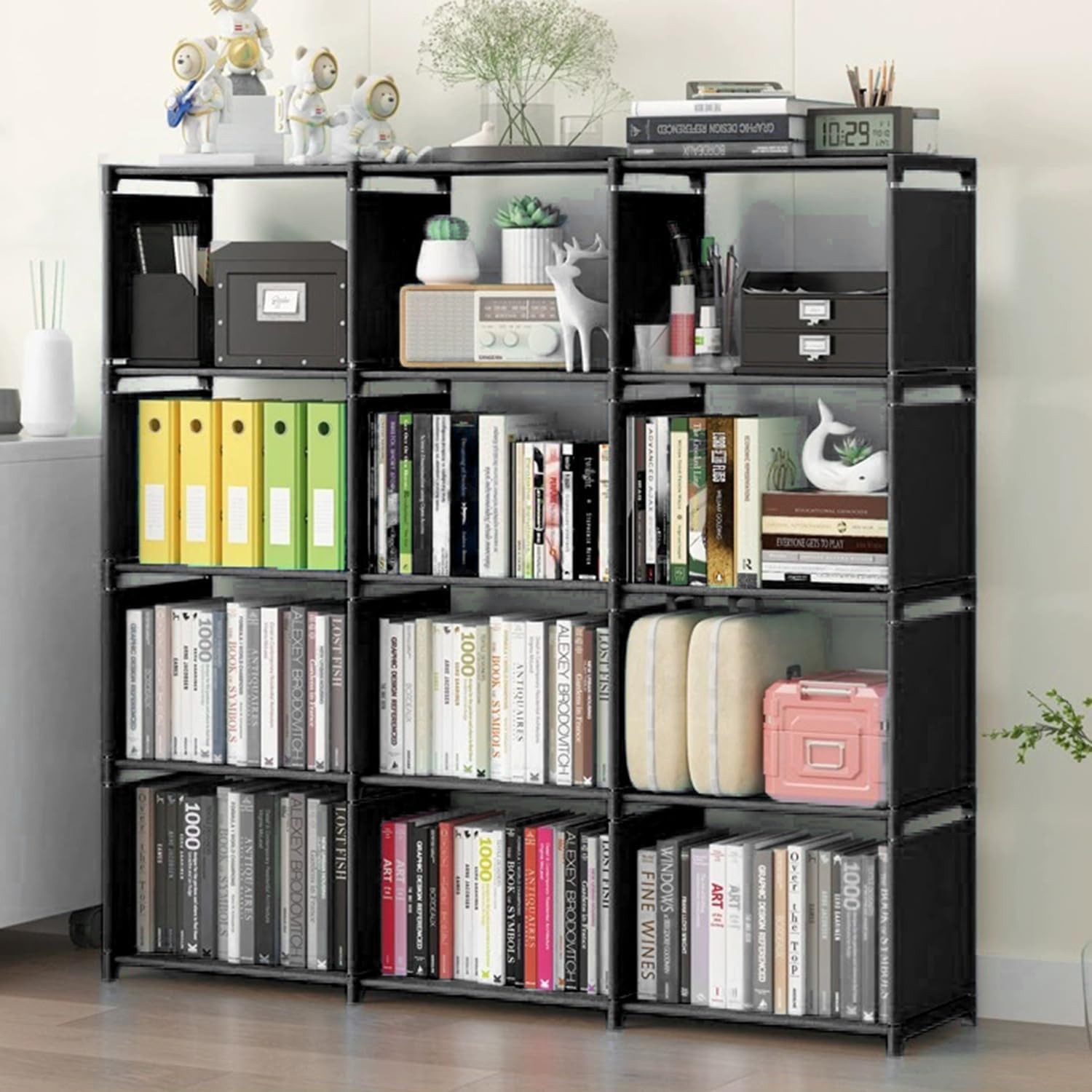 12 Cube Storage Organizer Book Shelves, DIY Open Stackable Bookshelf, Extra Larg gallery