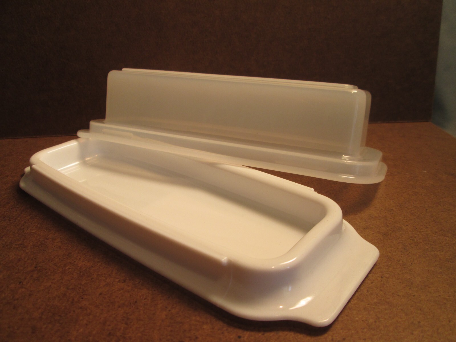 White Butter Dish Single Stick Butter Keeper with clear air tight Lid Plastic gallery