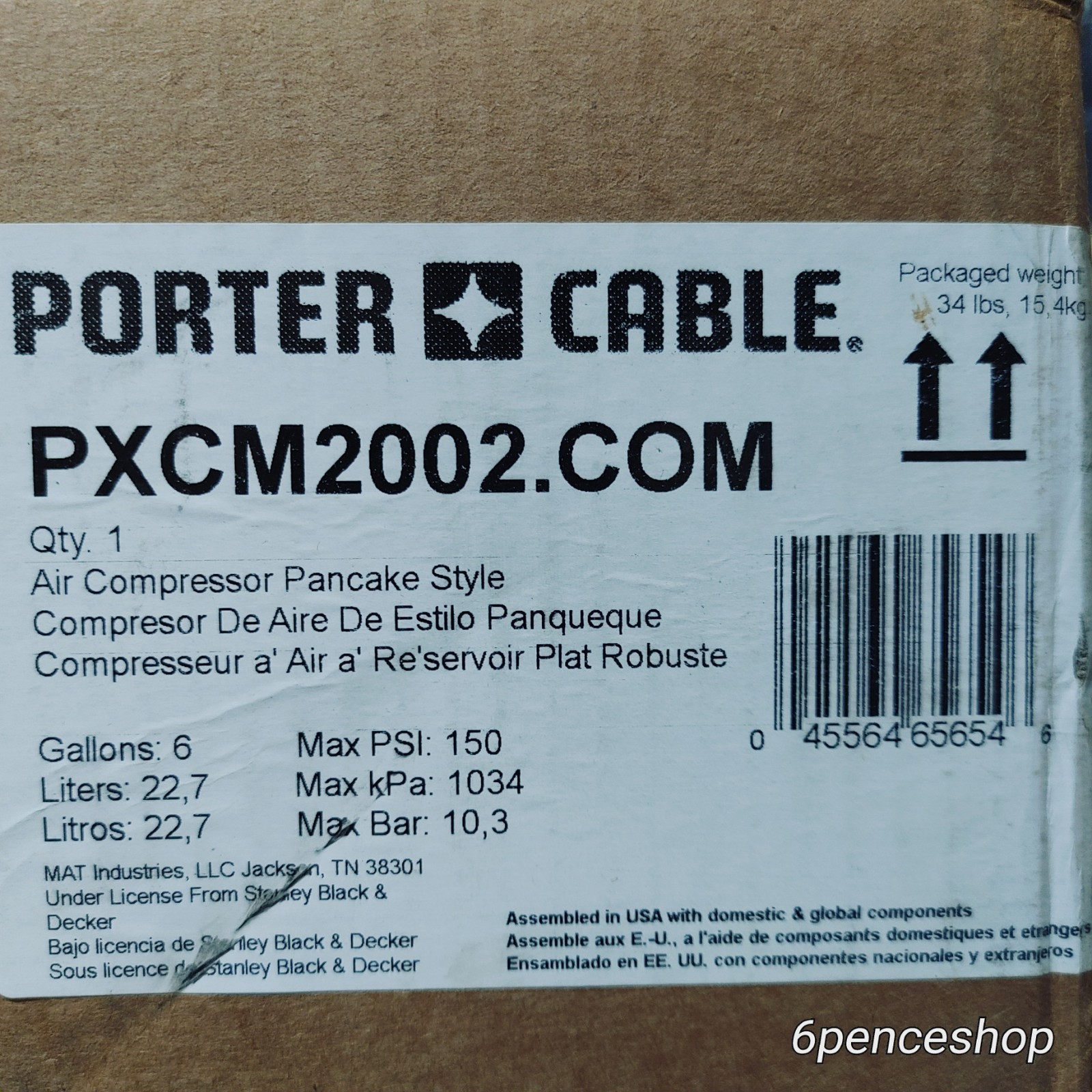 Porter-Cable PXCM2002, 6 Gallon 150 PSI Electric Pancake Air Compressor gallery