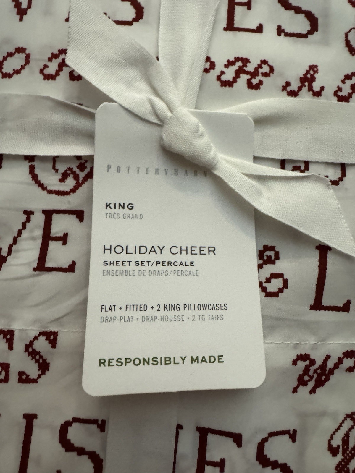 Pottery Barn Holiday Cheer Sheet Set King Size New Four Piece gallery