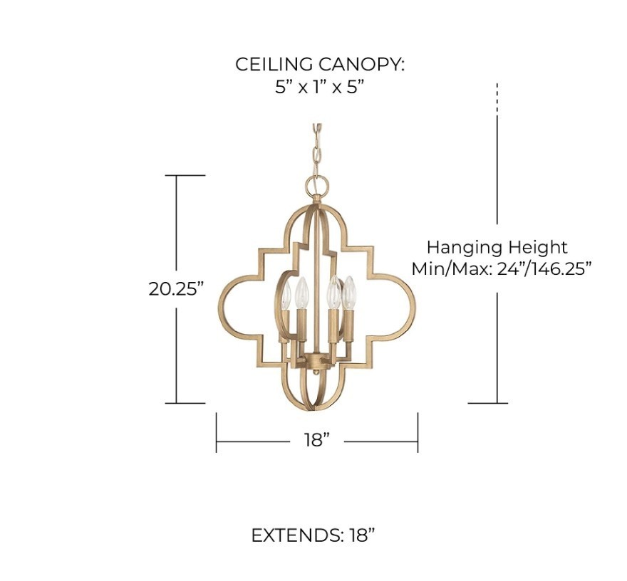 Capital Lighting Ellis 4-Light Brushed Gold Pendant, 18" Dia gallery
