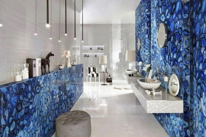 Blue Agate Dining Countertop, Blue Agate Conference Table, Stone Wall Panel gallery